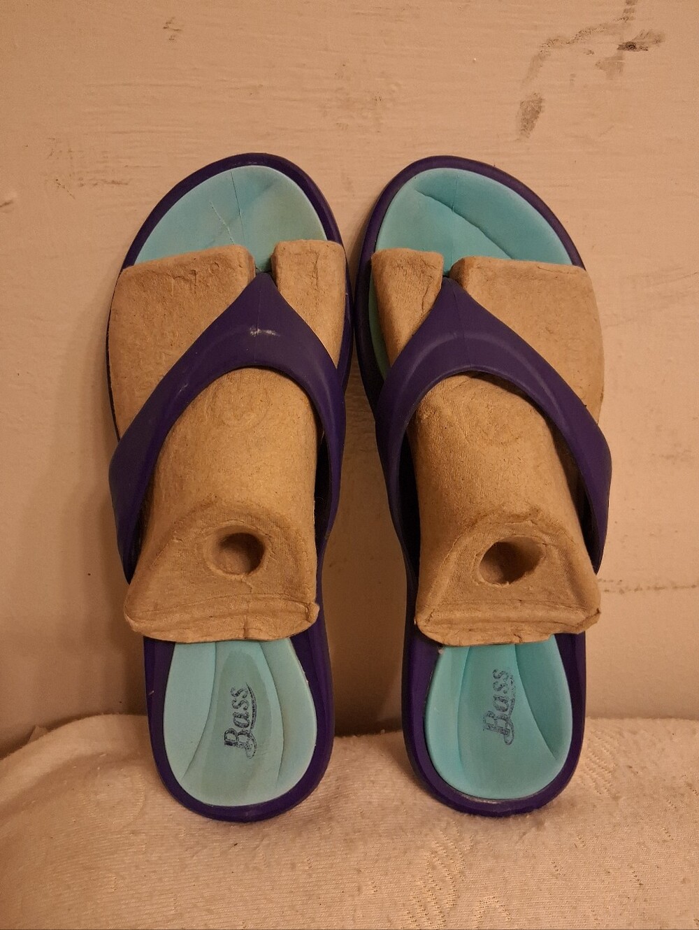 Women’s Bass Purple and Turquoise Comfort Slide Sandals Size Eu 37, US Size 6